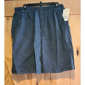 New! Vintage 90s Y2K Blue Men L Stefano Cotton Drawstring Shorts Pull on Elastic